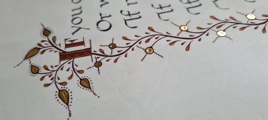 “If” – on vellum with gilding